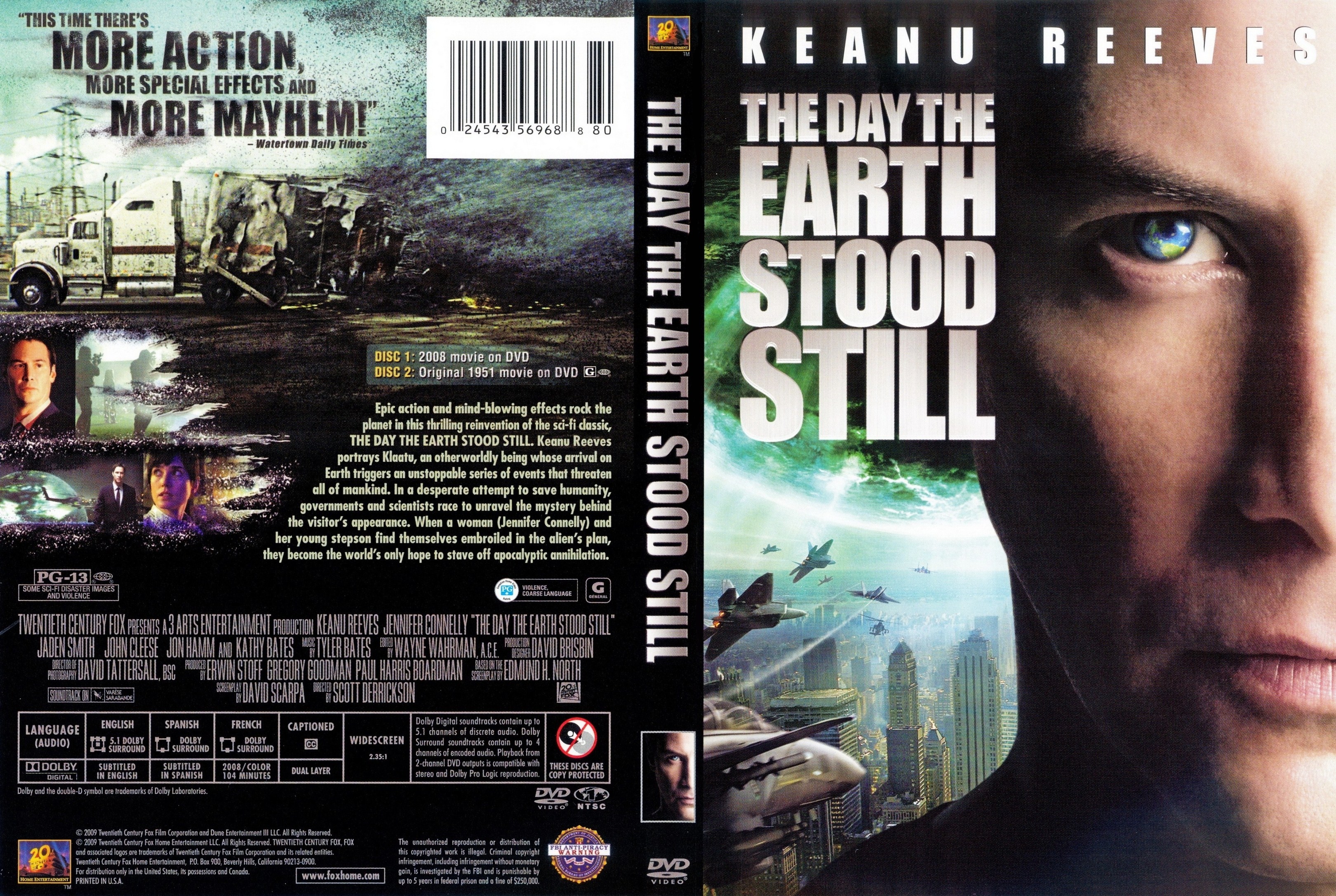 Время на земле останавливается на 10. "День, когда земля остановилась" США, 2008 Г.. The Day the Earth Stood still 2008 poster.